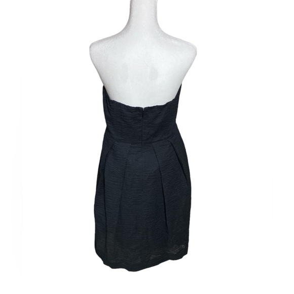 4/20 J.Crew Black Strapless Seersucker Fit & flare cocktail event dress size 10 - Picture 3 of 8